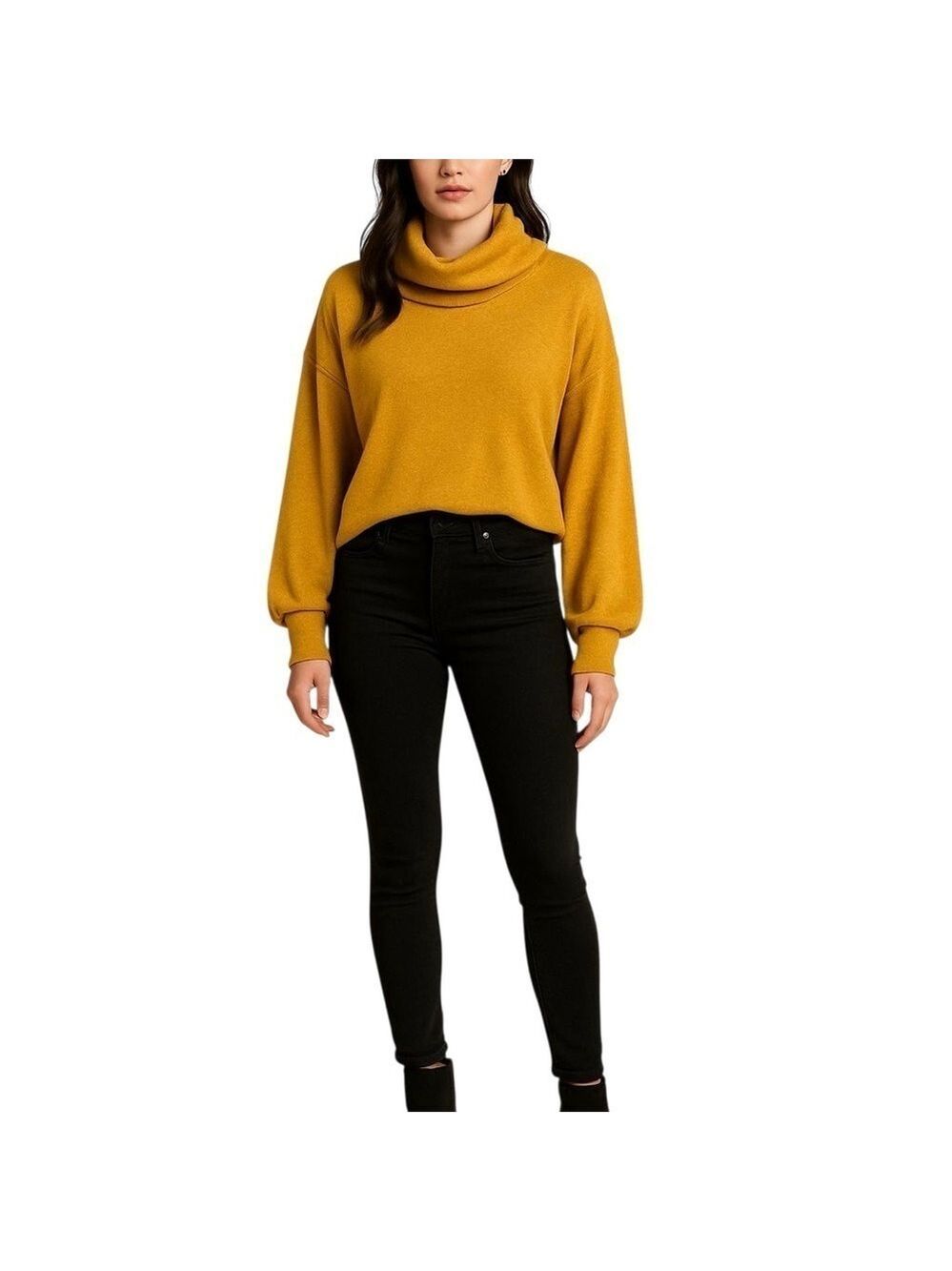 MOD ON TREND Drop Shoulder Oversized Puff Long Sleeve Cropped Sweater Size M VGC
